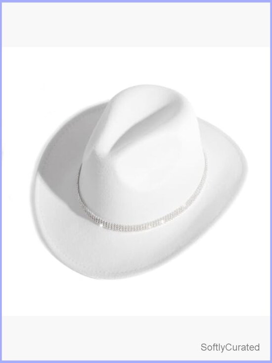 Shiny Rhinestone Cowgirl Hat Bling Wide Brim Cowboy Hat Party main image 6